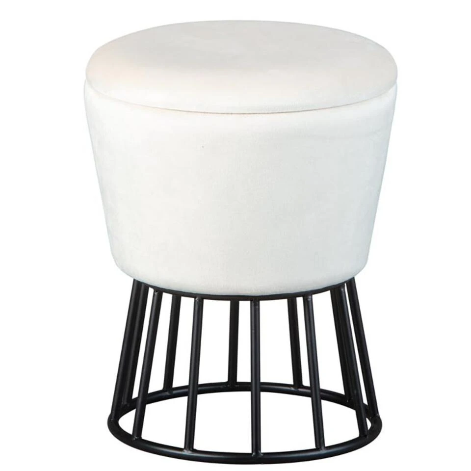 Kruk Ireen - Wit/zwart - 42x34x34 Cm 1 Kruk Ireen - Wit/zwart - 42x34x34 Cm