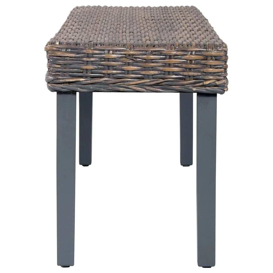 VidaXL Bankje 110 Cm Natuurlijk Kubu Rattan En Massief Mangohout Grijs 3 VidaXL Bankje 110 Cm Natuurlijk Kubu Rattan En Massief Mangohout Grijs - Afbeelding 3