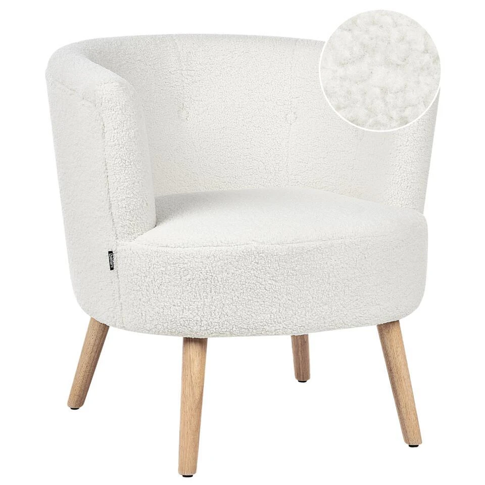 ODENZEN - Fauteuil - Wit - Bouclé 3 ODENZEN - Fauteuil - Wit - Bouclé - Afbeelding 3