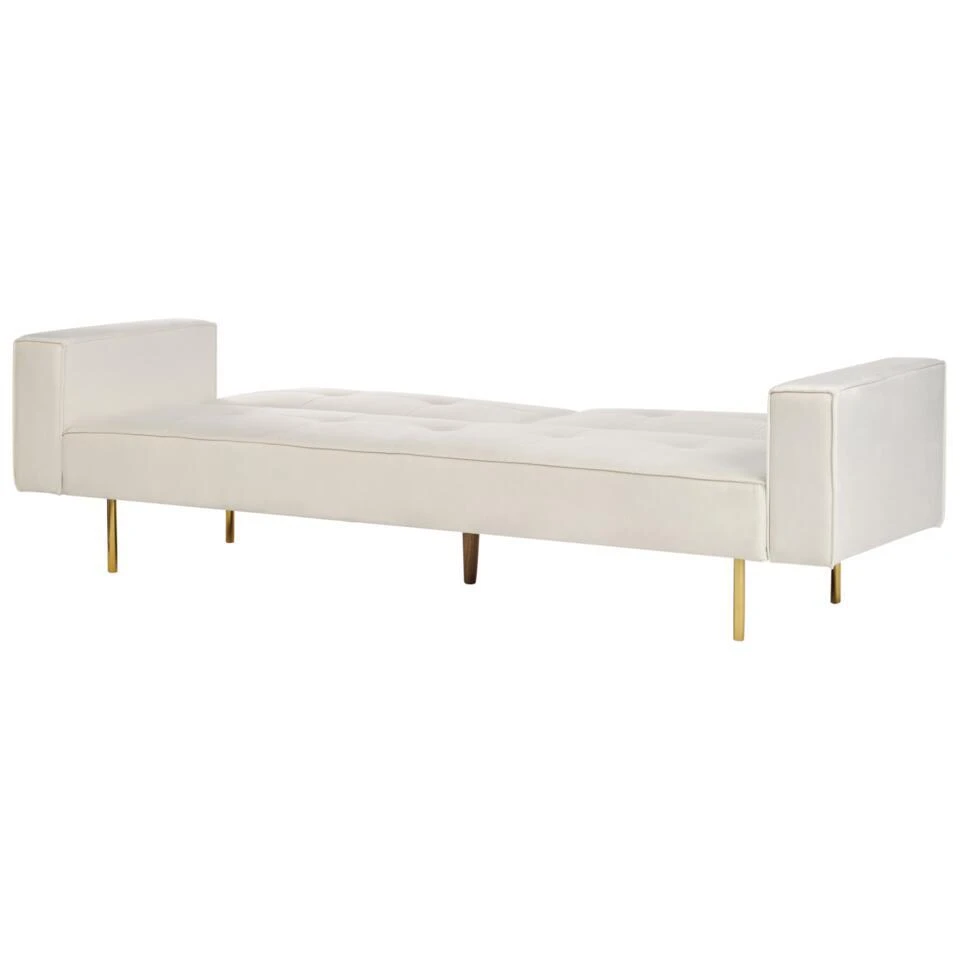 VISNES - Slaapbank 3-zits - Wit - Fluweel 9 VISNES - Slaapbank 3-zits - Wit - Fluweel - Afbeelding 9