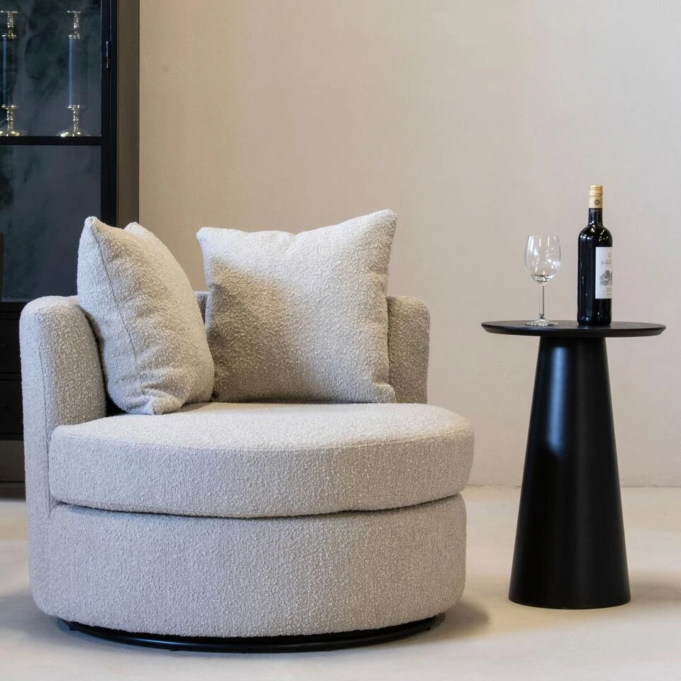 Loveseat Rond - Taupe - Stof - 94x88x84cm - Thony 2 Loveseat Rond - Taupe - Stof - 94x88x84cm - Thony - Afbeelding 2