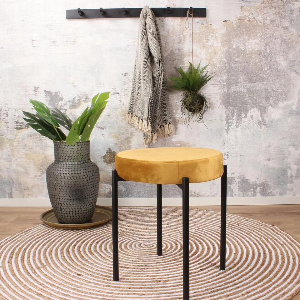 DS4U - Mika Velvet Kruk Goud 2 DS4U - Mika Velvet Kruk Goud - Afbeelding 2