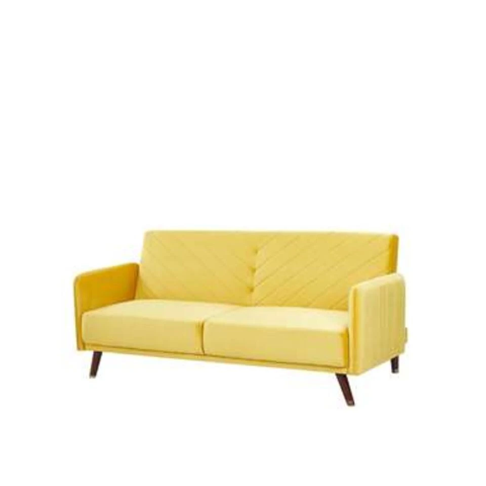 Beliani Driezitsbank - SENJA Geel Fluweel 3 Beliani Driezitsbank - SENJA Geel Fluweel - Afbeelding 3