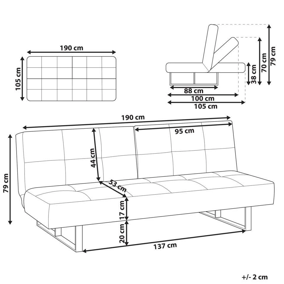 DUBLIN - Slaapbank 3-zits - Groen - Polyester 4 DUBLIN - Slaapbank 3-zits - Groen - Polyester - Afbeelding 4