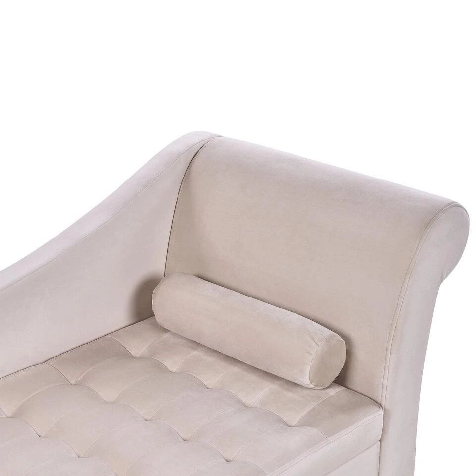 PESSAC - Chaise Longue - Beige - Rechterzijde - Fluweel 11 PESSAC - Chaise Longue - Beige - Rechterzijde - Fluweel - Afbeelding 11