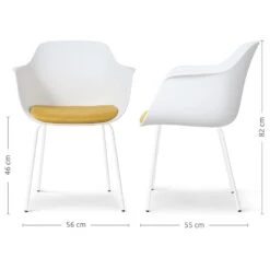 Nolon Nora-Liz Eetkamerstoel Wit - Okergeel Kussen - Witte Poten -Leenbakker Winkel 92aa4aff6e3946eaa240a96a42dbe370