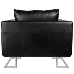 VidaXL Fauteuil Met Verchroomde Poten Kubus Kunstleer Zwart -Leenbakker Winkel 93bee6ea907141989ed05333500510b1