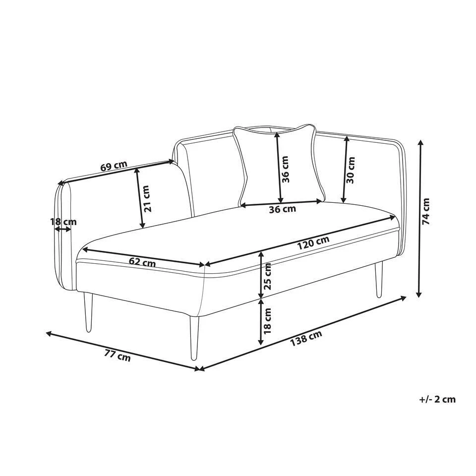 CHEVANNES - Chaise Longue - Donkergrijs - Bouclé 3 CHEVANNES - Chaise Longue - Donkergrijs - Bouclé - Afbeelding 3