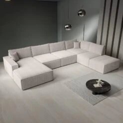 Meubella - Manolo - Hoekbank 5-zits Met Chaise Longue - Ribstof Beige - Links 10 Meubella - Manolo - Hoekbank 5-zits Met Chaise Longue - Ribstof Beige - Links -Leenbakker Winkel 966b635255a64961a2bace65ad5bbb7c