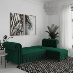 Felix - 3-zits Hoekslaapbank In Groen Fluweel -Leenbakker Winkel 96e607026fb04a949374aa3ae0ff93e4