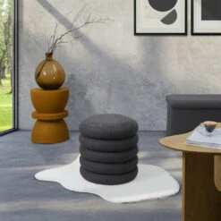 Home Deco Factory Poef/krukje - Boucle - Grijs - D37 X H44 Cm -Leenbakker Winkel 97ff7e2ad2e14a77a15566939fe97ccf