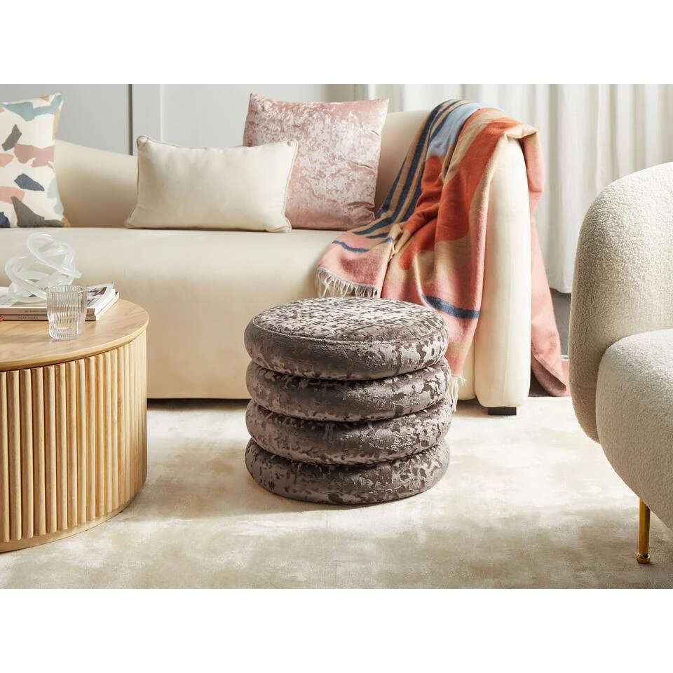 Beliani Poef BREWTON - Bruin Fluweel 2 Beliani Poef BREWTON - Bruin Fluweel - Afbeelding 2