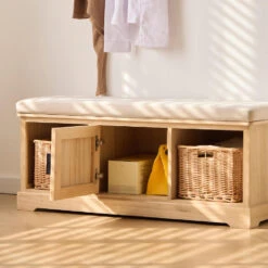 Houten Halbank Met 1 Deur En 2 Opbergvakken Met Beige Fluwelen 11 Houten Halbank Met 1 Deur En 2 Opbergvakken Met Beige Fluwelen -Leenbakker Winkel 99b506d792b54d7d9742f30014ddfc80