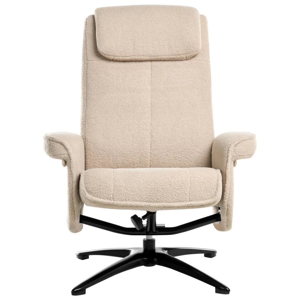 GERAS - Relaxfauteuil Met Voetenbank - Beige - Bouclé 8 GERAS - Relaxfauteuil Met Voetenbank - Beige - Bouclé - Afbeelding 8