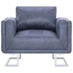 VidaXL Fauteuil Kubus Kunstsuède Grijs -Leenbakker Winkel 9cee1d1424014affa649775f486e5338