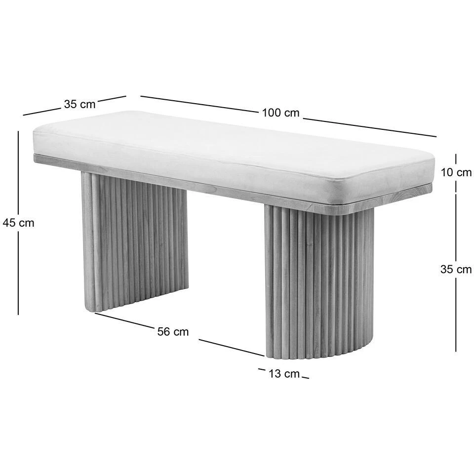Bank Van Massief Hout En Witte Lussen 5 Bank Van Massief Hout En Witte Lussen - Afbeelding 5