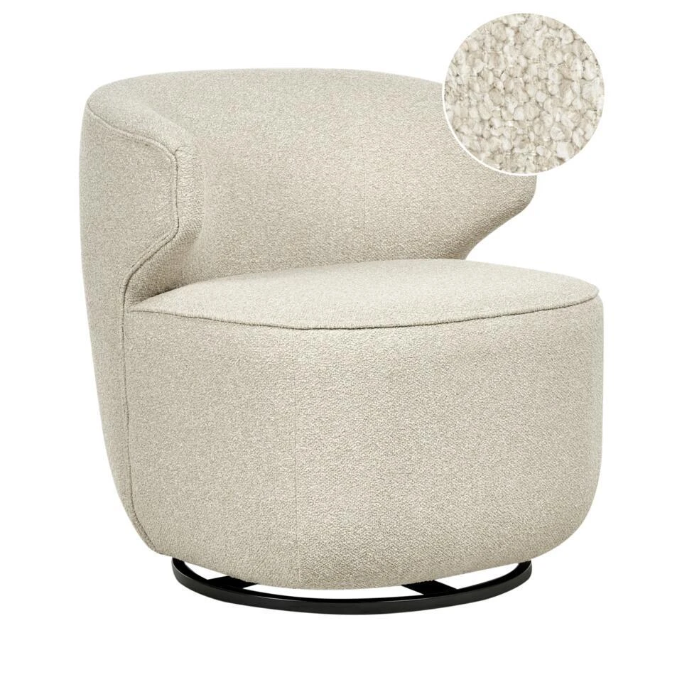MOLLEBY - Fauteuil - Lichtbeige - Bouclé 3 MOLLEBY - Fauteuil - Lichtbeige - Bouclé - Afbeelding 3