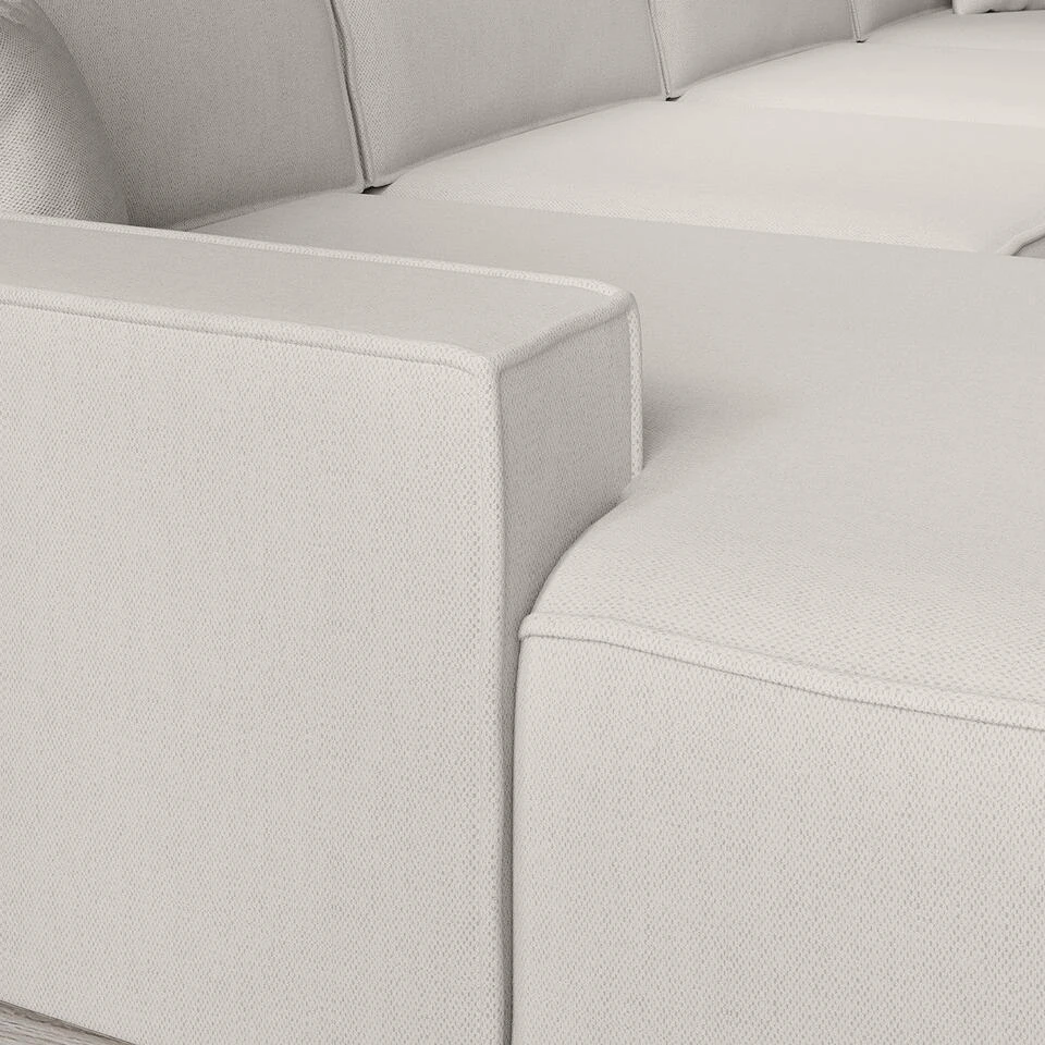 Meubella - Manolo - Hoekbank 5-zits Met Chaise Longue - Stof Beige - Links 5 Meubella - Manolo - Hoekbank 5-zits Met Chaise Longue - Stof Beige - Links - Afbeelding 5