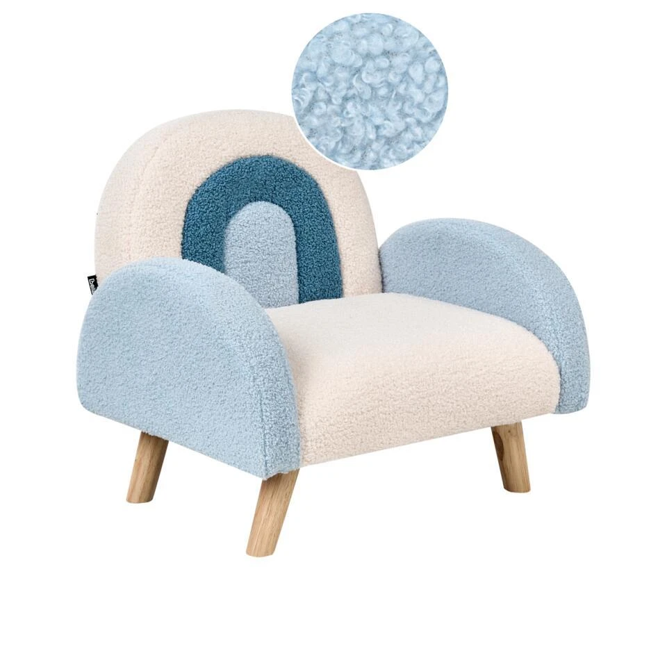 OMBO - Kinderfauteuil - Lichtblauw - Bouclé 3 OMBO - Kinderfauteuil - Lichtblauw - Bouclé - Afbeelding 3