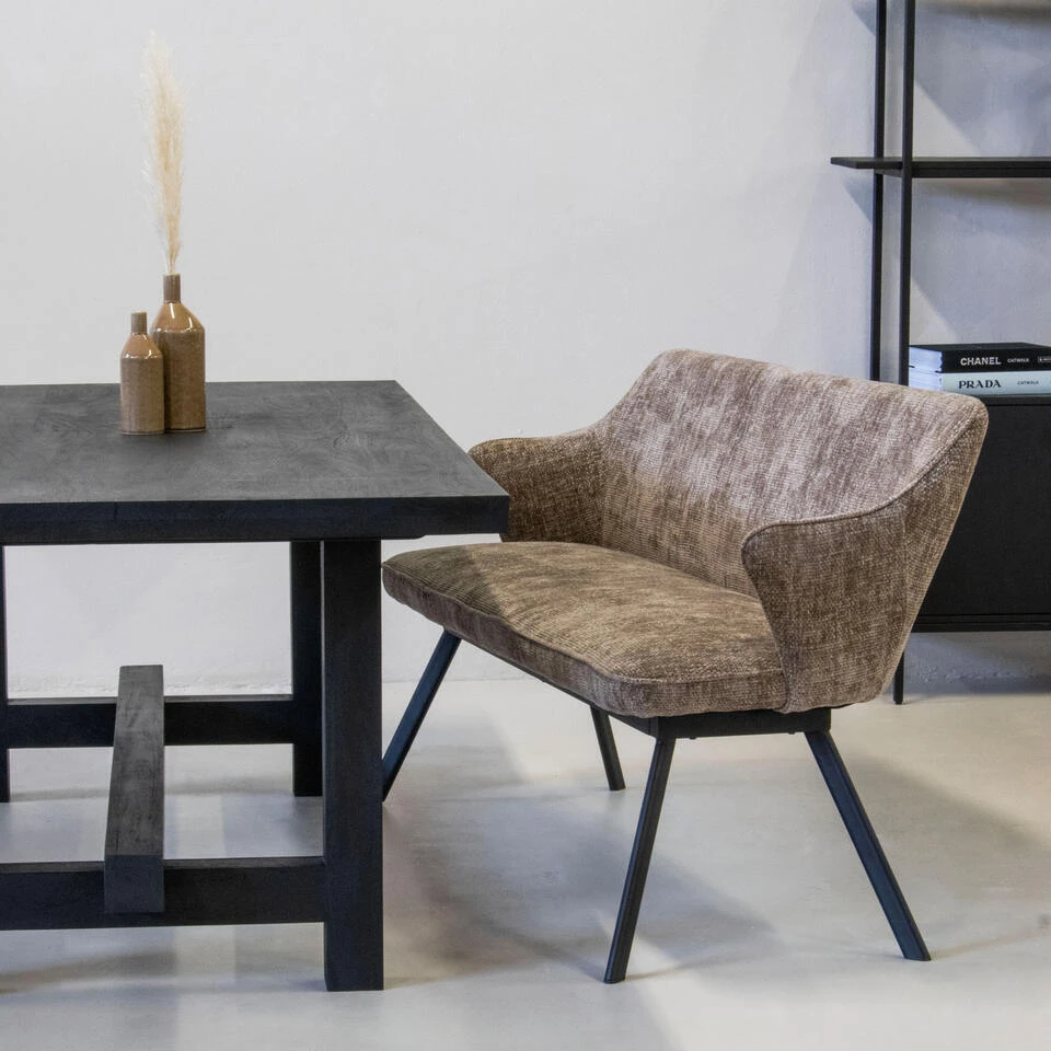 Eetkamerbank Rechthoek - Taupe Stof - 160x60x88cm - Taylor 2 Eetkamerbank Rechthoek - Taupe Stof - 160x60x88cm - Taylor - Afbeelding 2