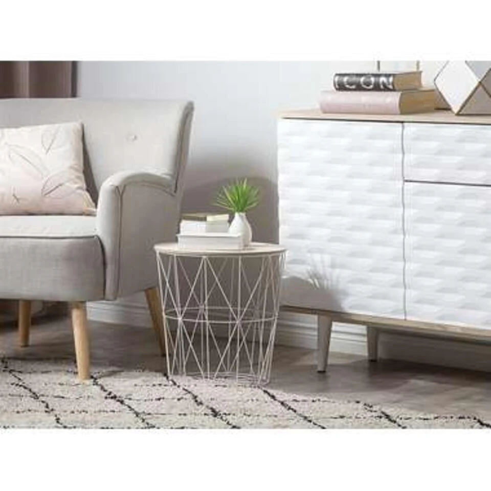 Beliani Bijzettafel LANARK - Wit Mdf 2 Beliani Bijzettafel LANARK - Wit Mdf - Afbeelding 2