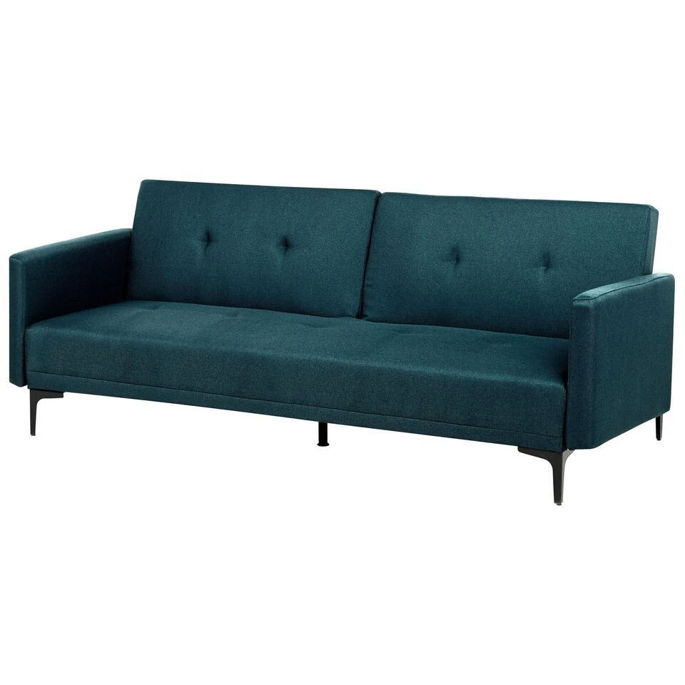 LUCAN - Slaapbank 3-zits - Blauw - Polyester 6 LUCAN - Slaapbank 3-zits - Blauw - Polyester - Afbeelding 6