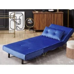 Beliani Eenpersoonsbank - VESTFOLD Blauw Fluweel -Leenbakker Winkel a220dc210f104287a00111b29d8a5bb1