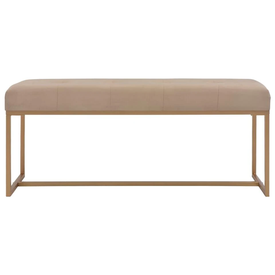VidaXL Bankje 120 Cm Fluweel Beige 2 VidaXL Bankje 120 Cm Fluweel Beige - Afbeelding 2