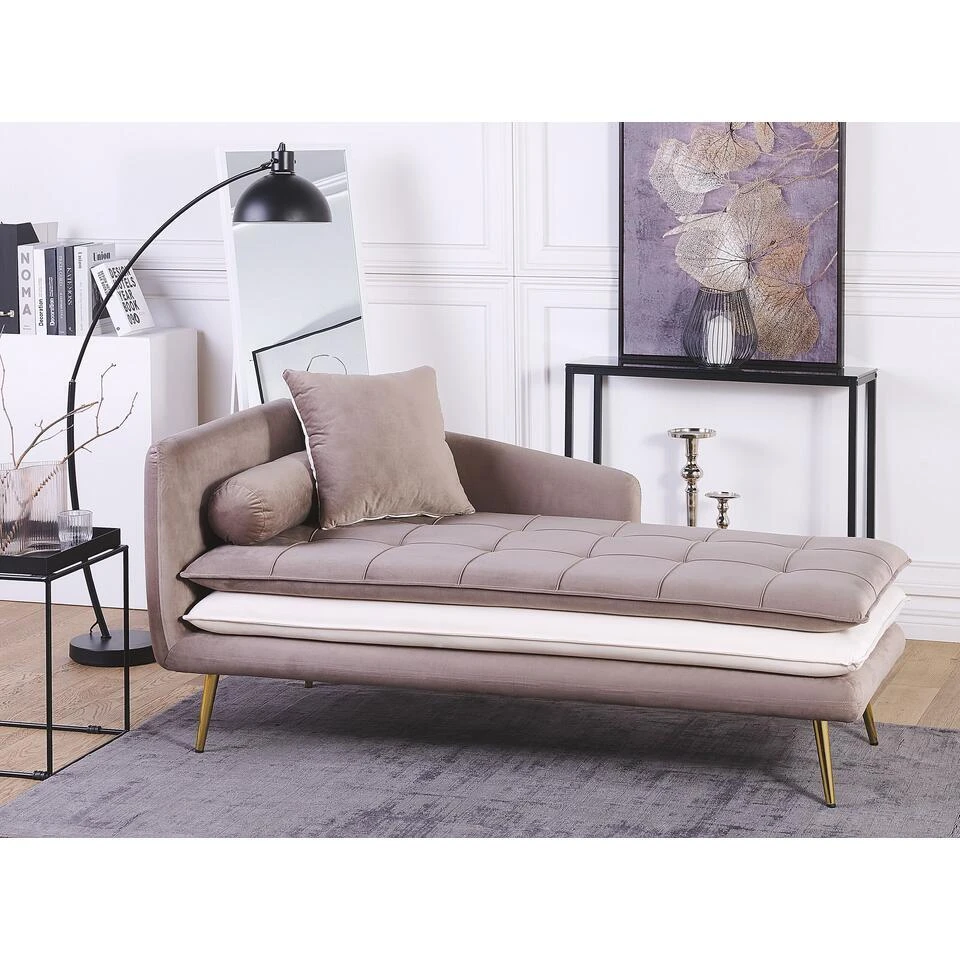 GONESSE - Chaise Longue - Bruin - Linkerzijde - Polyester 2 GONESSE - Chaise Longue - Bruin - Linkerzijde - Polyester - Afbeelding 2