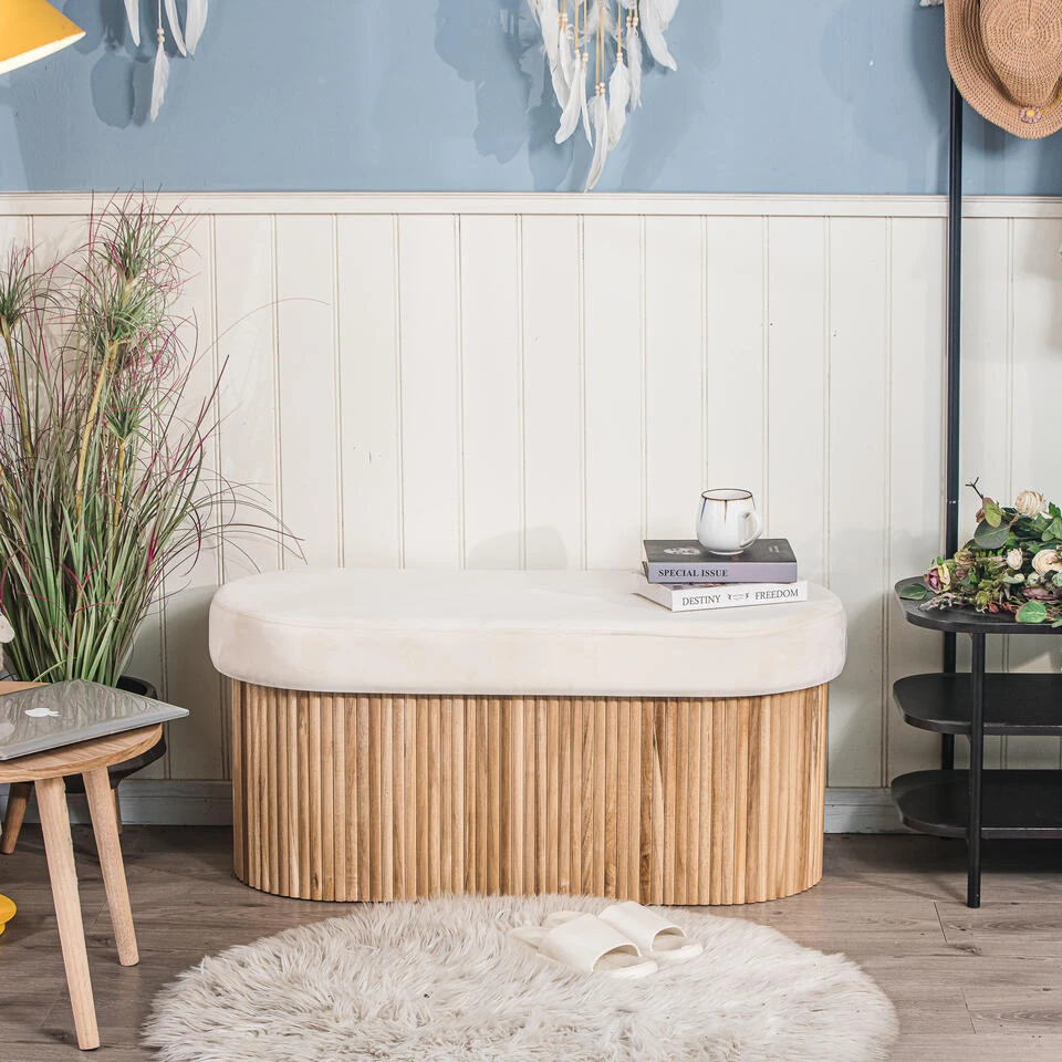 Bank Met Opbergruimte Enl Fluweel 2 Bank Met Opbergruimte Enl Fluweel - Afbeelding 2