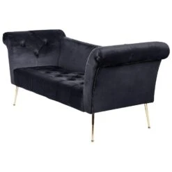NANTILLY - Chaise Longue - Zwart - Fluweel -Leenbakker Winkel a6eae1b94111463fbd3859cd40284d39