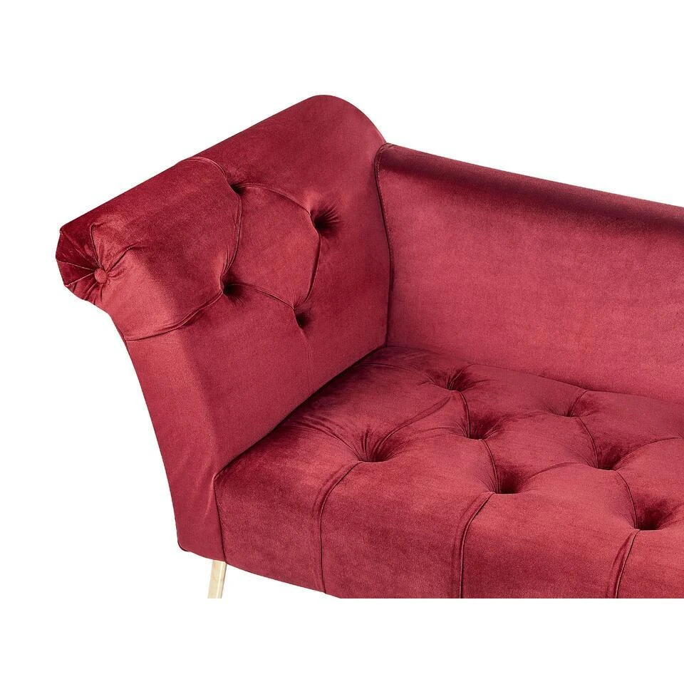 NANTILLY - Chaise Longue - Rood - Fluweel 6 NANTILLY - Chaise Longue - Rood - Fluweel - Afbeelding 6