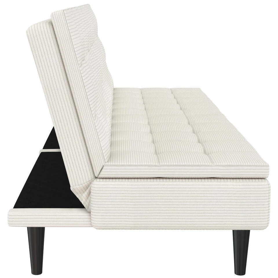 Maine - Slaapbank In Crèmekleurige Ribstof 5 Maine - Slaapbank In Crèmekleurige Ribstof - Afbeelding 5