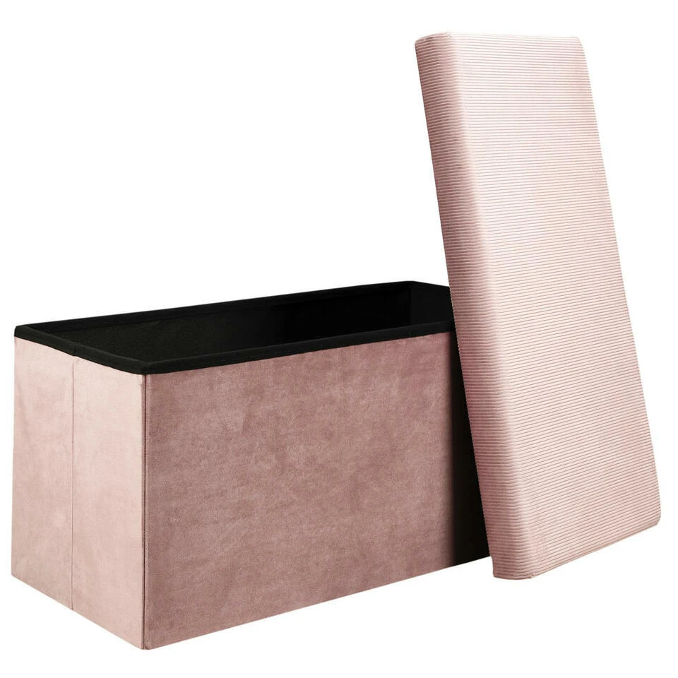 Home Deco Poef Velvet - Opbergbox - Oud Roze - 76 X 38 Cm 6 Home Deco Poef Velvet - Opbergbox - Oud Roze - 76 X 38 Cm - Afbeelding 6