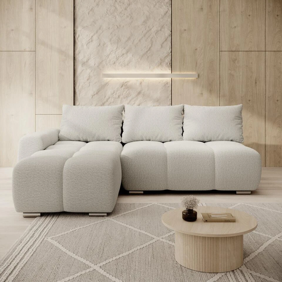 Meubella - Broome - Hoekbank 3-zits - Grijs Teddystof - Links 3 Meubella - Broome - Hoekbank 3-zits - Grijs Teddystof - Links - Afbeelding 3