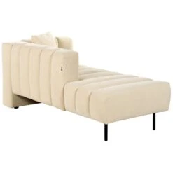LANNILS - Chaise Longue - Beige - Rechtszijdig - Fluweel -Leenbakker Winkel aa723b64a8b148dd92c8fdf656845b25