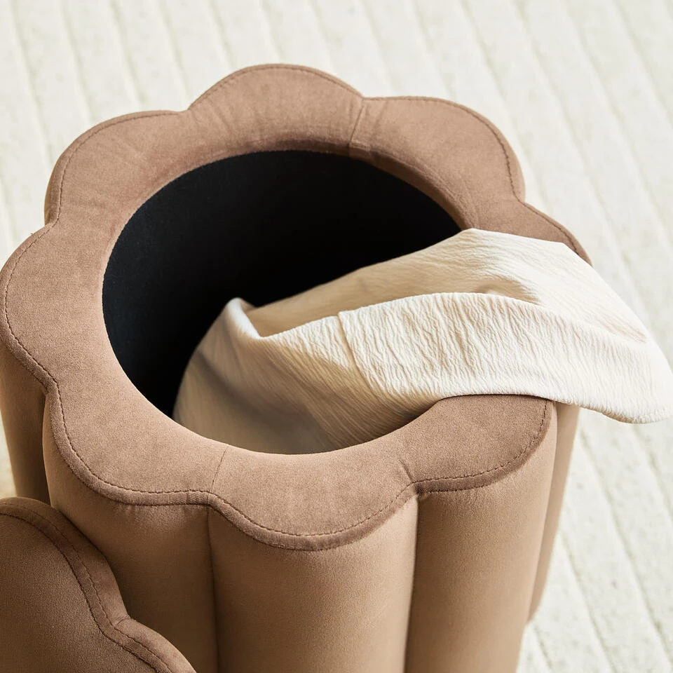 Fluweel Bruine Salonpoef Met Opbergruimte 6 Fluweel Bruine Salonpoef Met Opbergruimte - Afbeelding 6