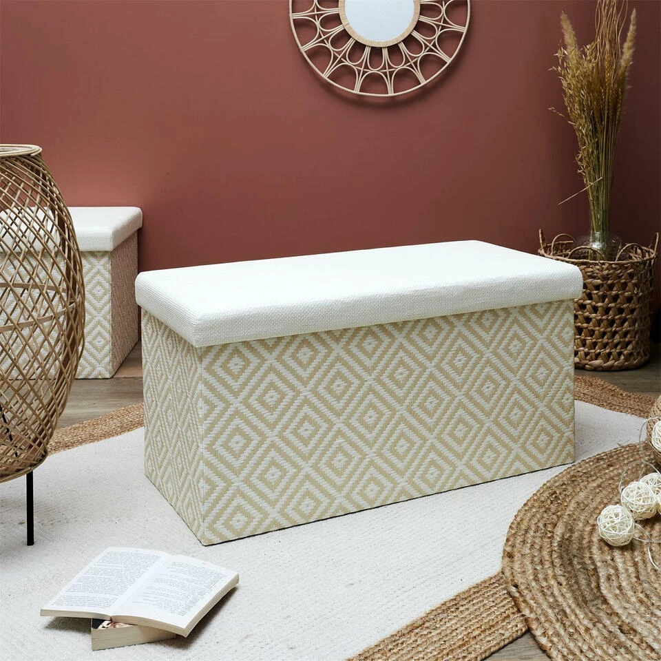 Home Deco Poefje - Opbergbox - Wit/zwart - 76 X 38 Cm 9 Home Deco Poefje - Opbergbox - Wit/zwart - 76 X 38 Cm - Afbeelding 9