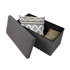 Merkloos Urban Living Poef/hocker/opbergbox - Grijs - Mdf - 76 X 38 X 38 Cm -Leenbakker Winkel b1274ca4ab10468f858810d2970240e6