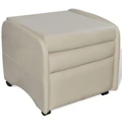 VidaXL Fauteuil Inklapbaar Kunstleer Crème -Leenbakker Winkel b389aa13d4a8403195f51737325a60fa