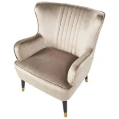 VARBERG - Fauteuil - Beige - Fluweel -Leenbakker Winkel b4251e95caae4e3aaf4a7fdd9e114a6c