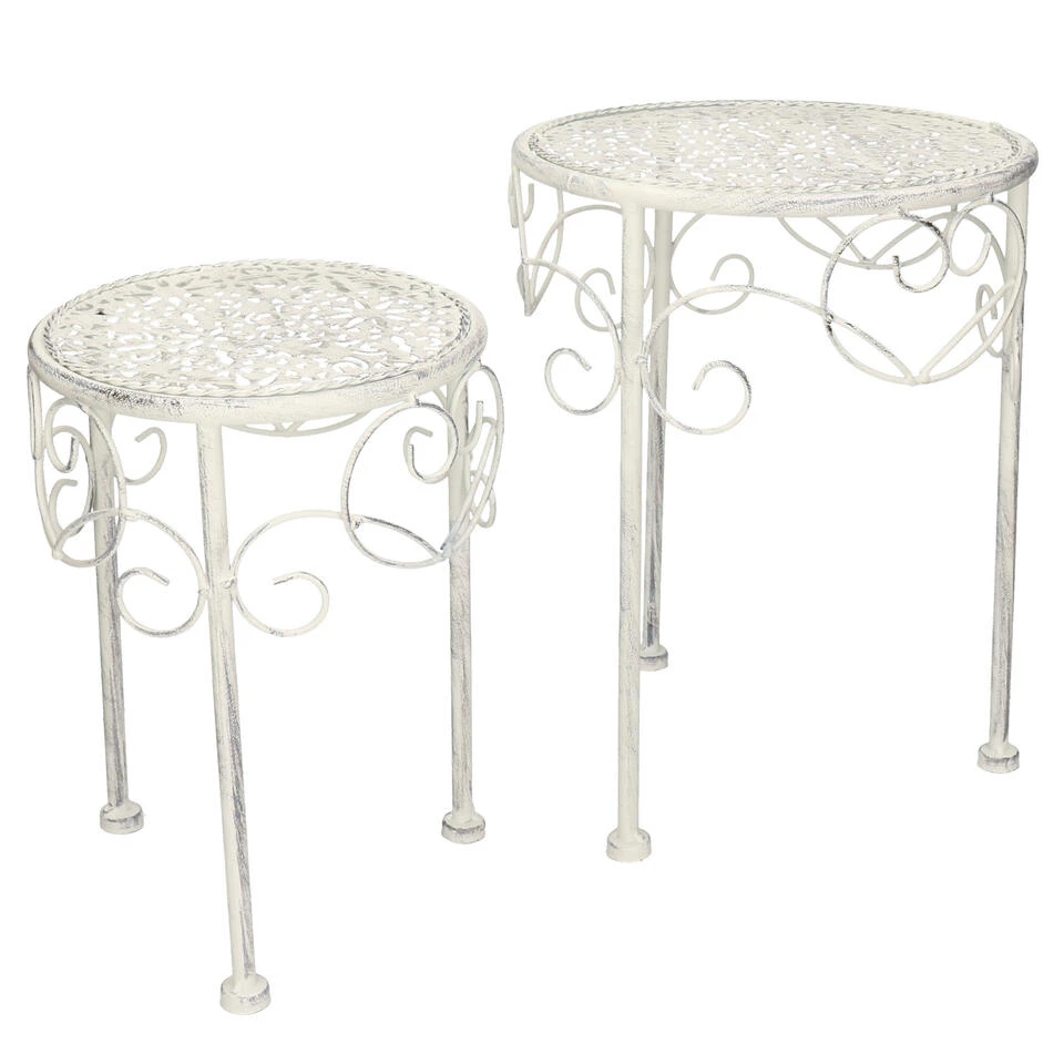 Boltze Bijzettafels Lilli - Set 3 Stuks - Brocante - Lichtgrijs 3 Boltze Bijzettafels Lilli - Set 3 Stuks - Brocante - Lichtgrijs - Afbeelding 3