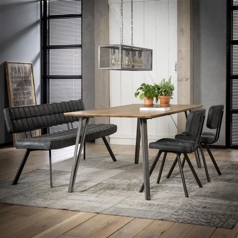 Industriële Eetkamerbank Madrid 180 Cm 2 Industriële Eetkamerbank Madrid 180 Cm - Afbeelding 2