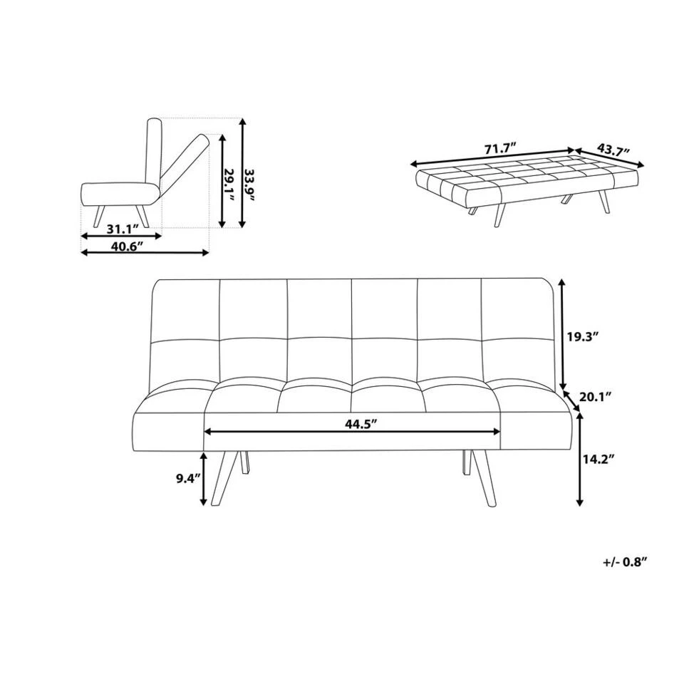 Beliani Driezitsbank - INGARO Grijs Polyester 2 Beliani Driezitsbank - INGARO Grijs Polyester - Afbeelding 2