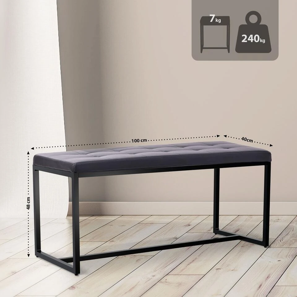 CLP 2-zits Bankje Barci 100 Cm - Zwart 2 CLP 2-zits Bankje Barci 100 Cm - Zwart - Afbeelding 2