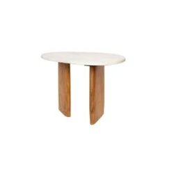 Housecraft Tanda Bijzettafel Marmer/ Hout 56x37 Cm Beige -Leenbakker Winkel bebcdc39969840f9919e5cf64fc6f46d