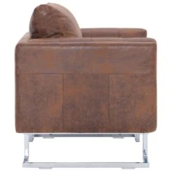 VidaXL Fauteuil Kubus Kunstsuède Bruin -Leenbakker Winkel c00f837086fb49d7a94649e03d1c4756