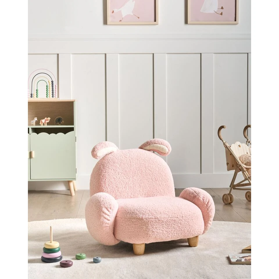 KANNA - Kinderfauteuil - Pastelroze - Bouclé 2 KANNA - Kinderfauteuil - Pastelroze - Bouclé - Afbeelding 2
