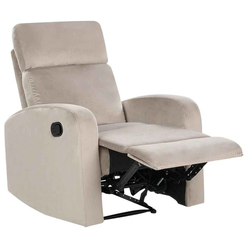 VERDAL - Relaxfauteuil Handmatig - Beige - Fluweel 8 VERDAL - Relaxfauteuil Handmatig - Beige - Fluweel - Afbeelding 8
