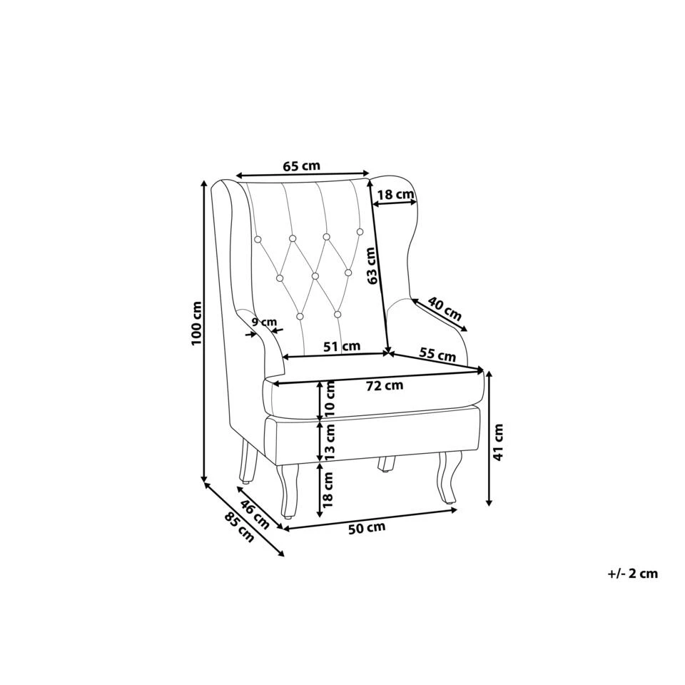 Beliani Oorfauteuil ALTA - Groen Fluweel 3 Beliani Oorfauteuil ALTA - Groen Fluweel - Afbeelding 3